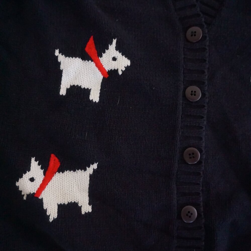 Vintage EP Pro Black Cotton Knit Scottie Dog Puppy Animal Print Cardigan S - Picture 7 of 10
